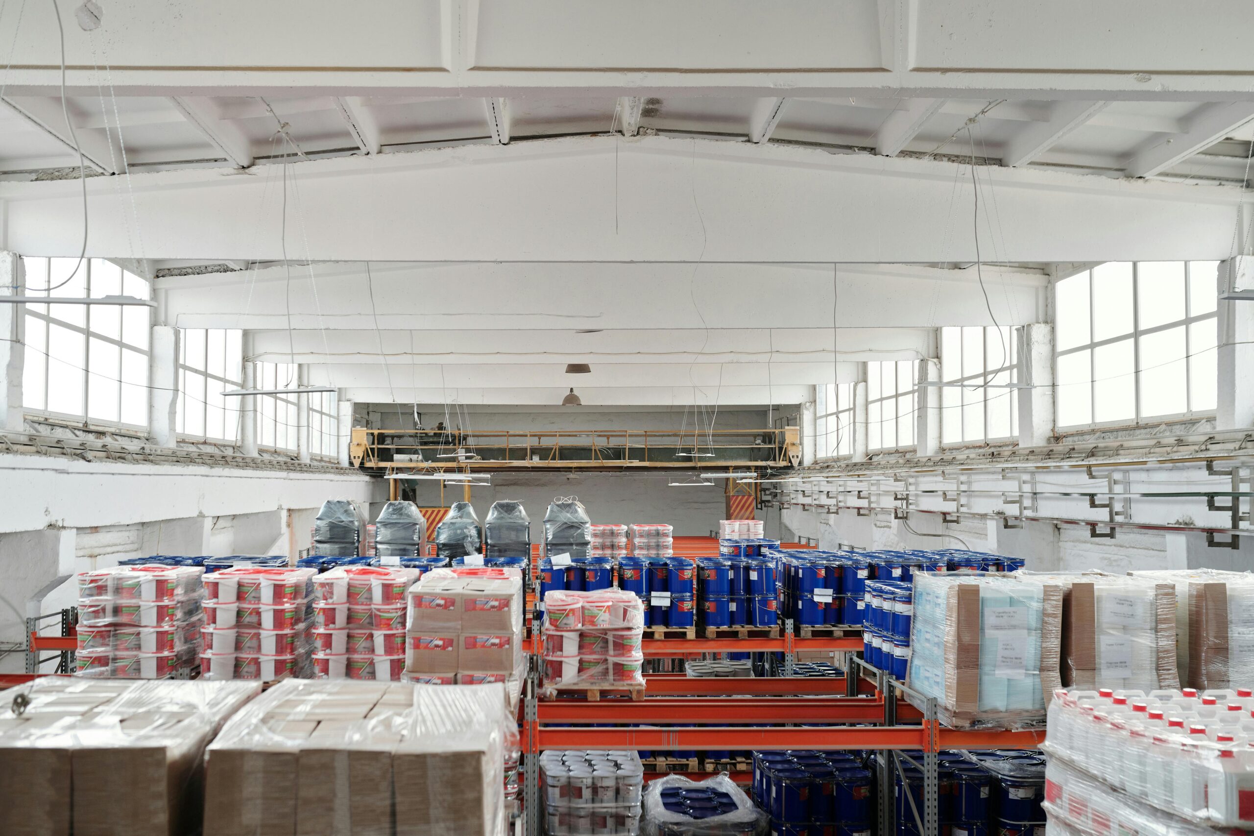 The interior of a warehouse facility optimized for cross-docking services.