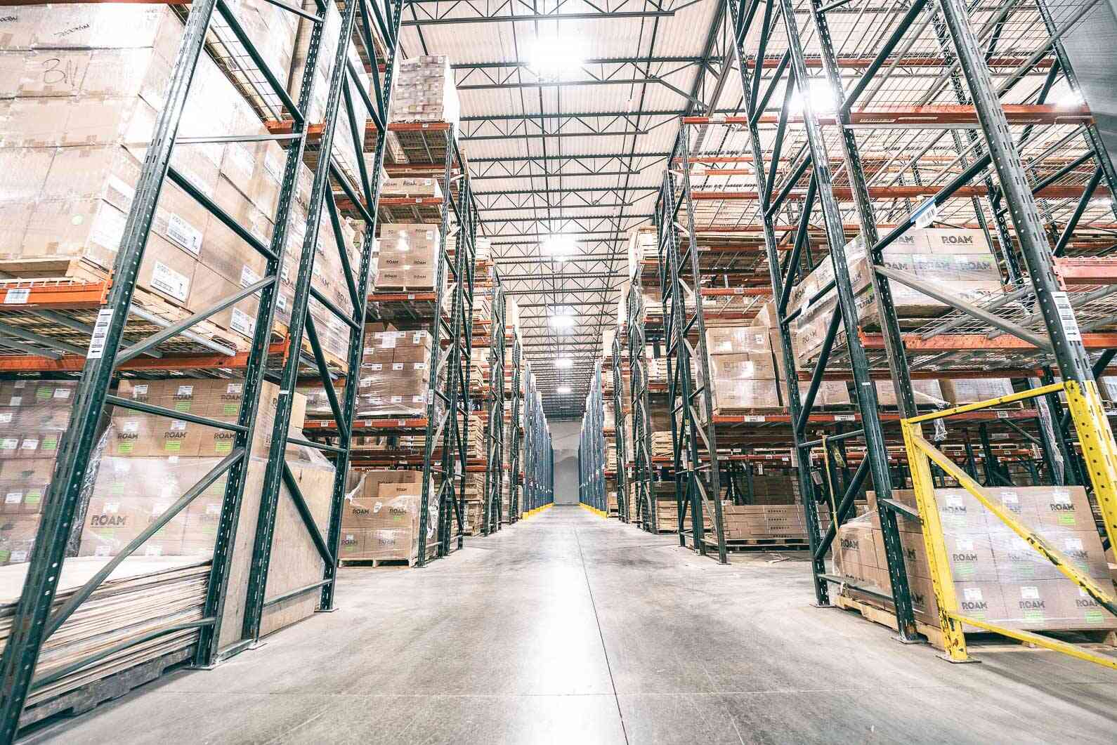 Storage facilities in a warehouse.