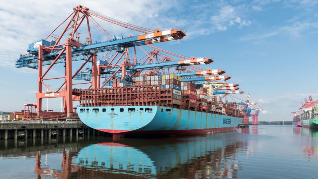Large ship with shipping containers in the United States FTZ