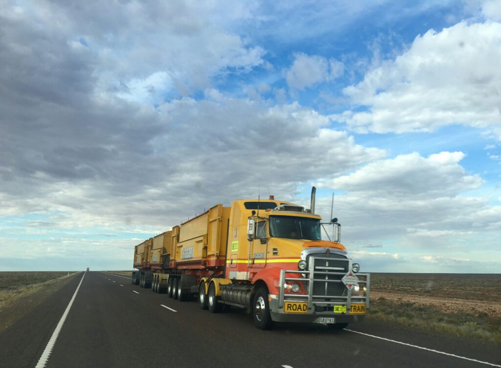 a truck on the highway