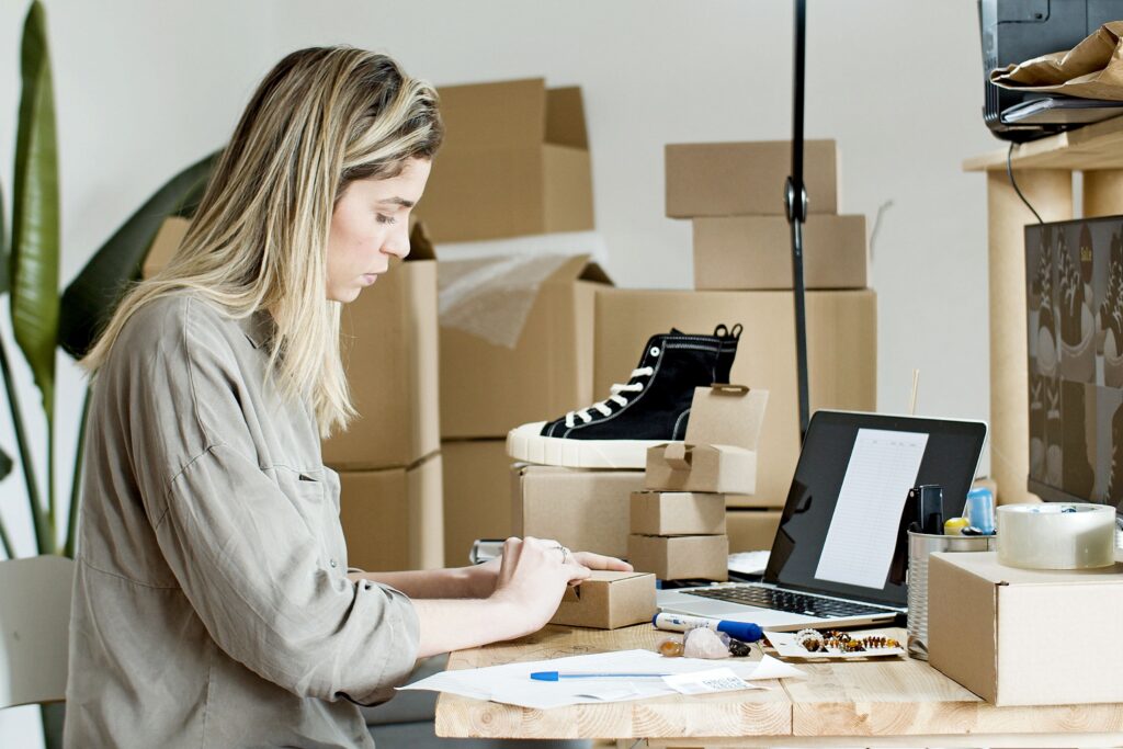A woman managing an e-commerce business