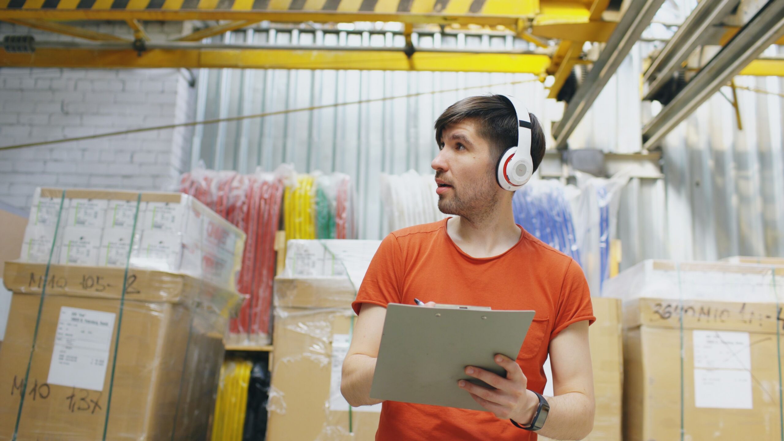 A Warehouse worker checking inventory